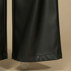 Women's high-waisted leather wide-leg trousers Fashion Grand