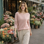 Women’s asymmetric buttoned design knitted jumper Fashion Grand