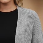 Women's chunky knit balloon sleeve open cardigan Fashion Grand