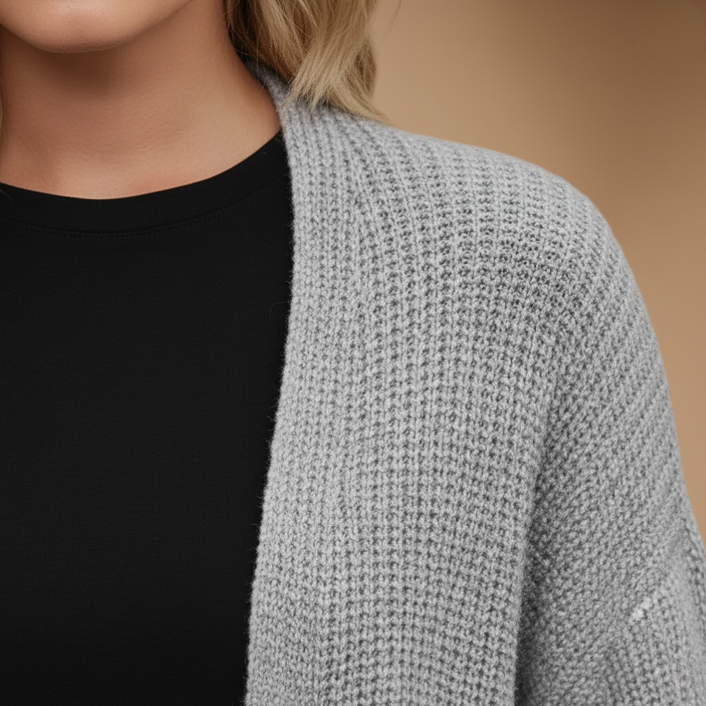 Women's chunky knit balloon sleeve open cardigan Fashion Grand