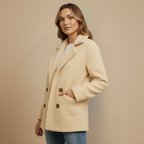 Stylish women's teddy coat with double row of buttons Fashion Grand