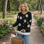 Women's floral embroidered button-up cardigan Fashion Grand