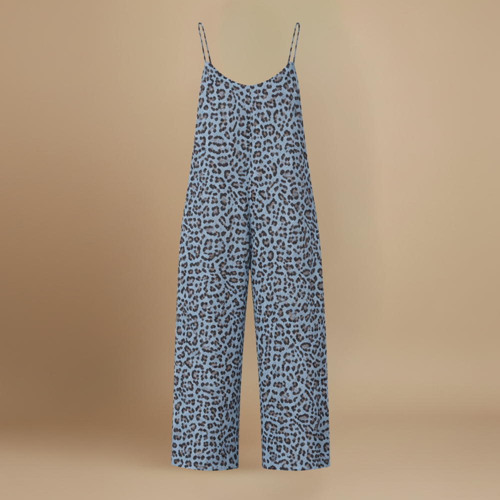 Women’s casual chic leopard print wide leg jumpsuit Fashion Grand