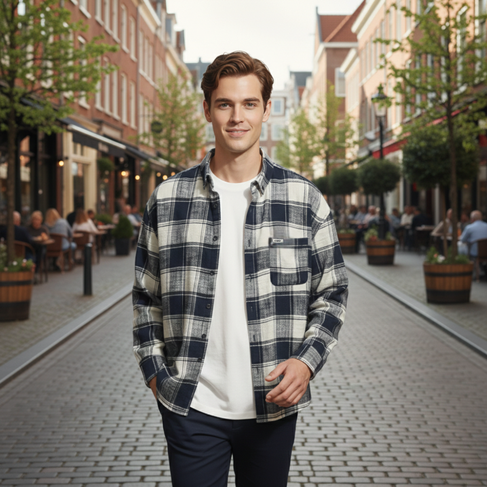 Men's classic plaid button down shirt Fashion Grand