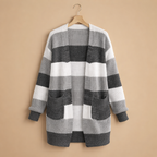 Women's Striped V Neck Soft Long Cardigan Fashion Grand