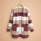 Women's Striped V Neck Soft Long Cardigan Fashion Grand