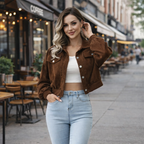 Vintage Corduroy Cropped Jacket for Women Fashion Grand
