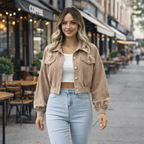 Vintage Corduroy Cropped Jacket for Women Fashion Grand
