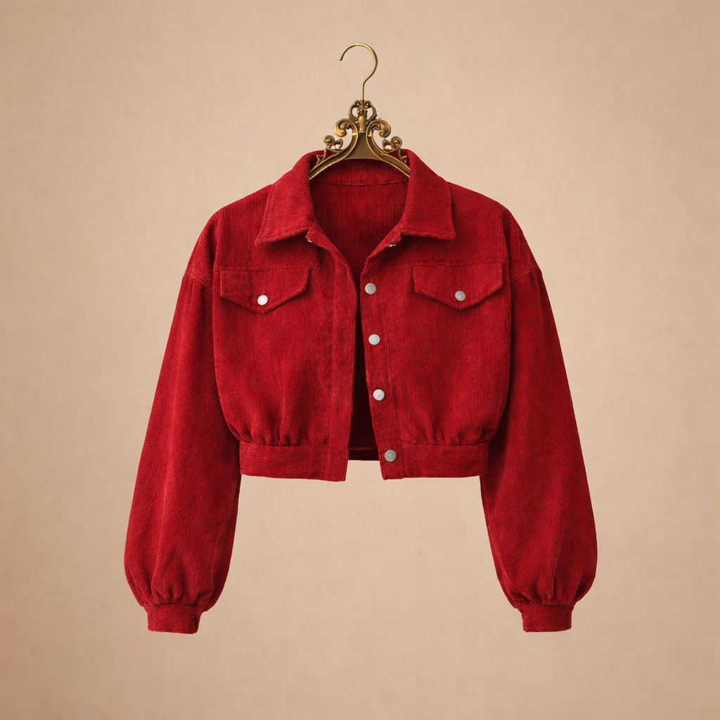Vintage Corduroy Cropped Jacket for Women Fashion Grand