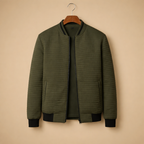 Men's Waffle Knit Full Zip Bomber Jacket Fashion Grand