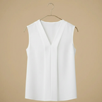 Women's simple pleated sleeveless v-neck blouse Fashion Grand