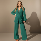 Wide-legged green striped jumpsuit Fashion Grand