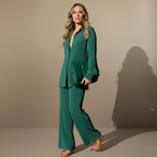 Wide-legged green striped jumpsuit Fashion Grand