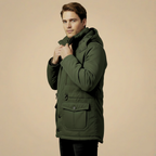 Men's Fleece Lined Windproof Hooded Parka Coat Fashion Grand