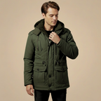 Men's Fleece Lined Windproof Hooded Parka Coat Fashion Grand