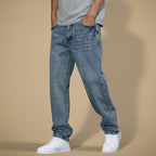 Casual Solid Colour Straight Leg Jeans Fashion Grand