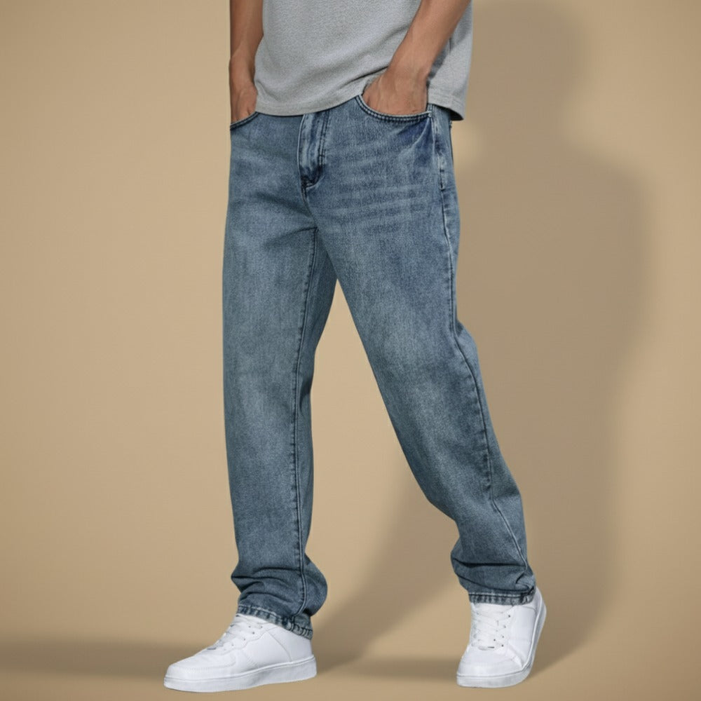 Casual Solid Colour Straight Leg Jeans Fashion Grand