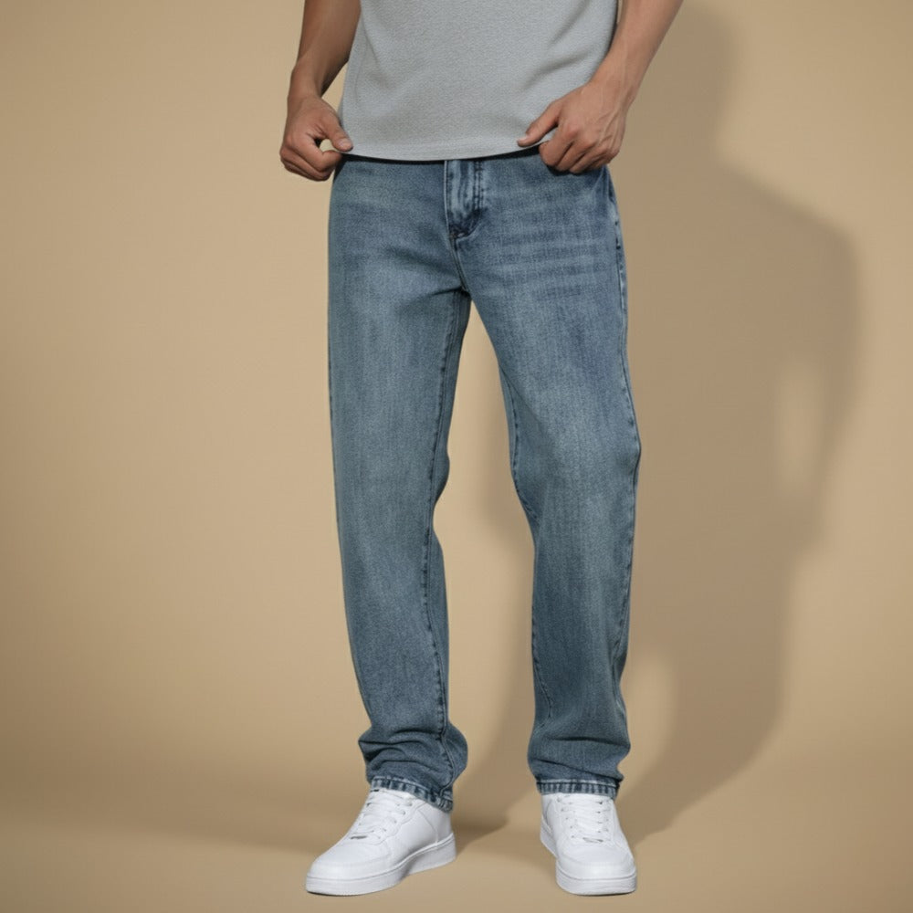 Casual Solid Colour Straight Leg Jeans Fashion Grand