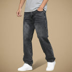 Casual Solid Colour Straight Leg Jeans Fashion Grand