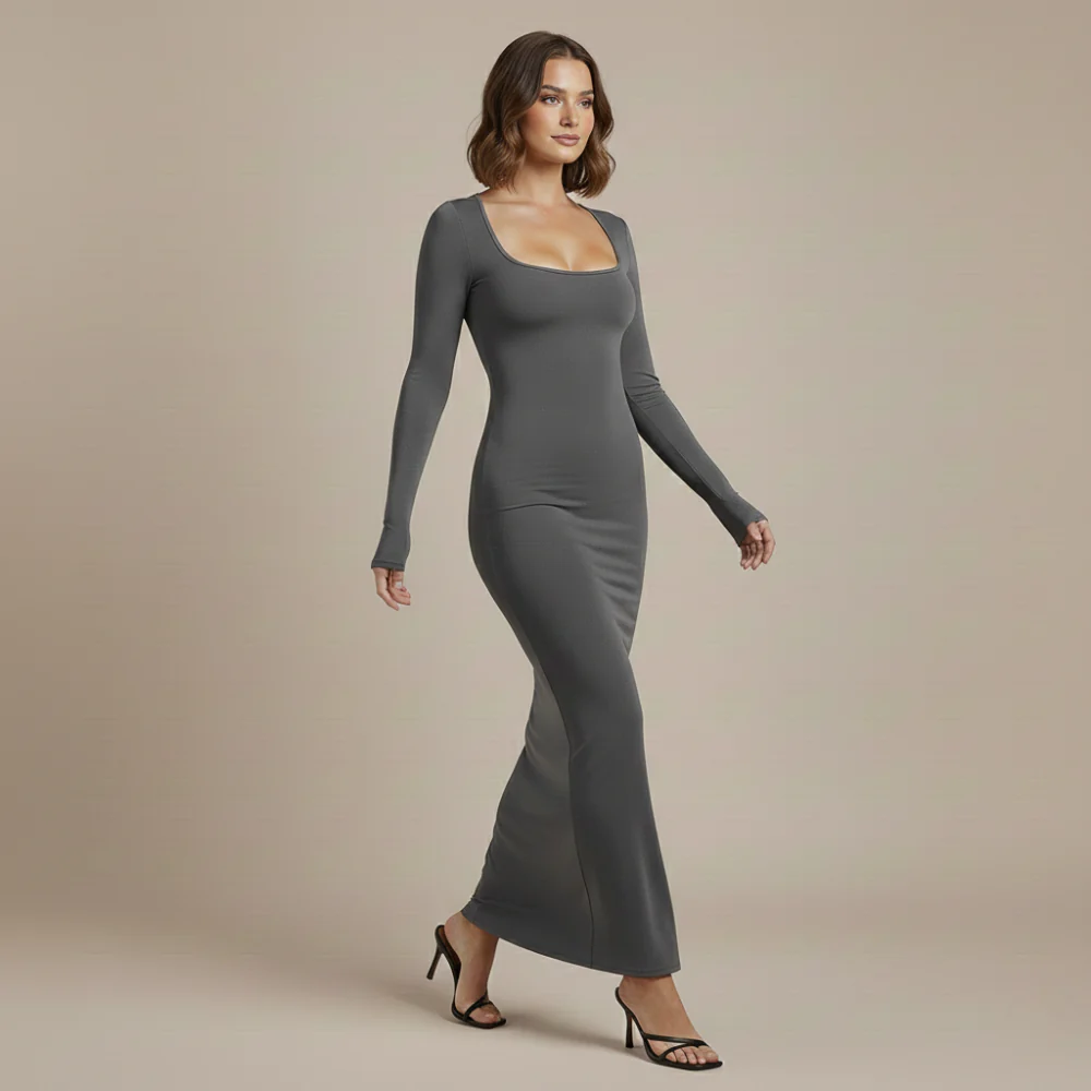 Women's bodycon dress long sleeve square neck Fashion Grand