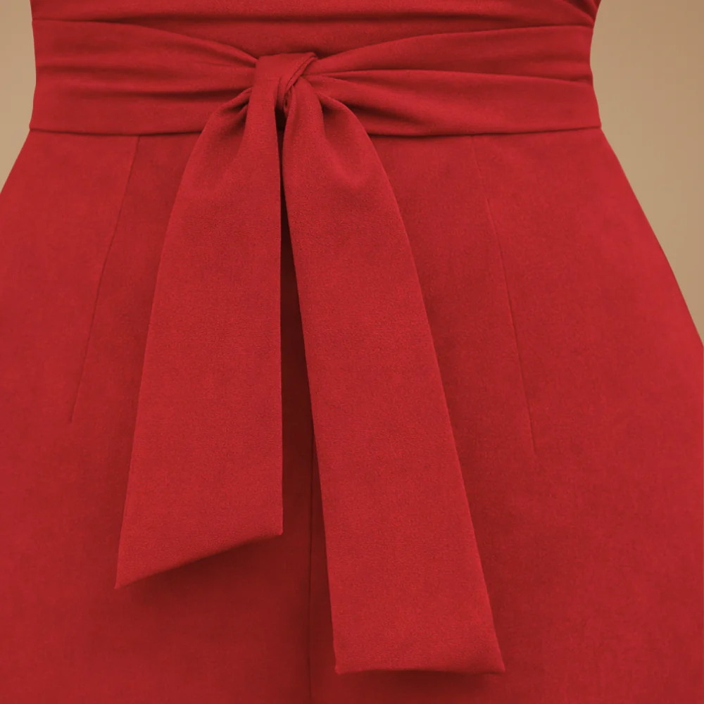 Women’s elegant one-shoulder jumpsuit with waist tie Fashion Grand