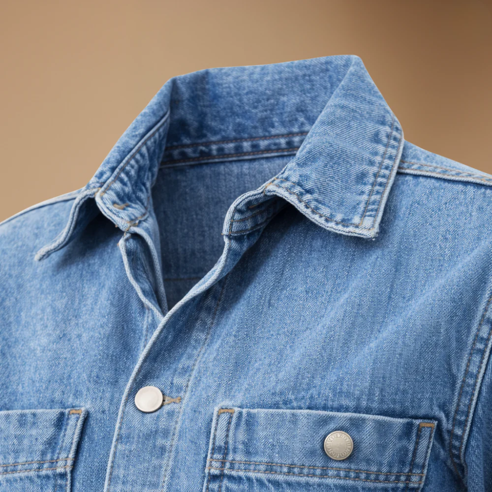 Women’s casual denim jumpsuit with straight legs and long sleeves Fashion Grand