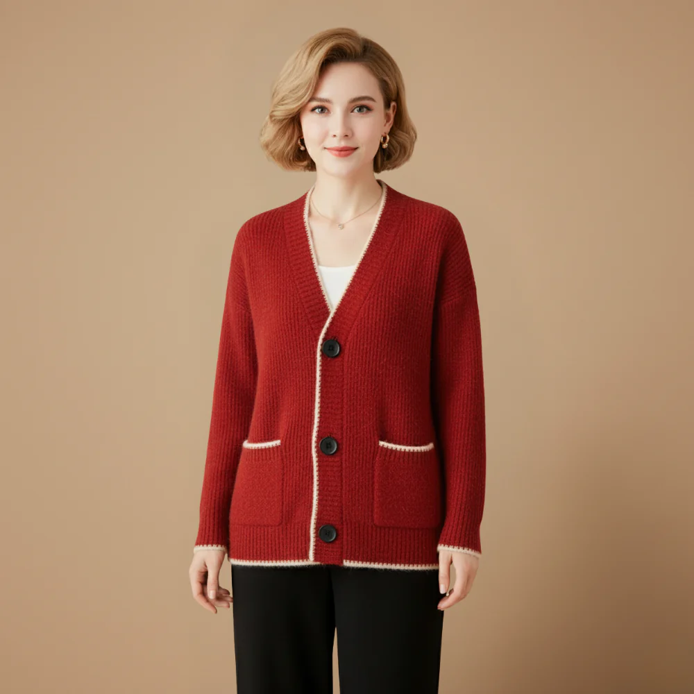 Women's knit cardigan button front layering fit Fashion Grand