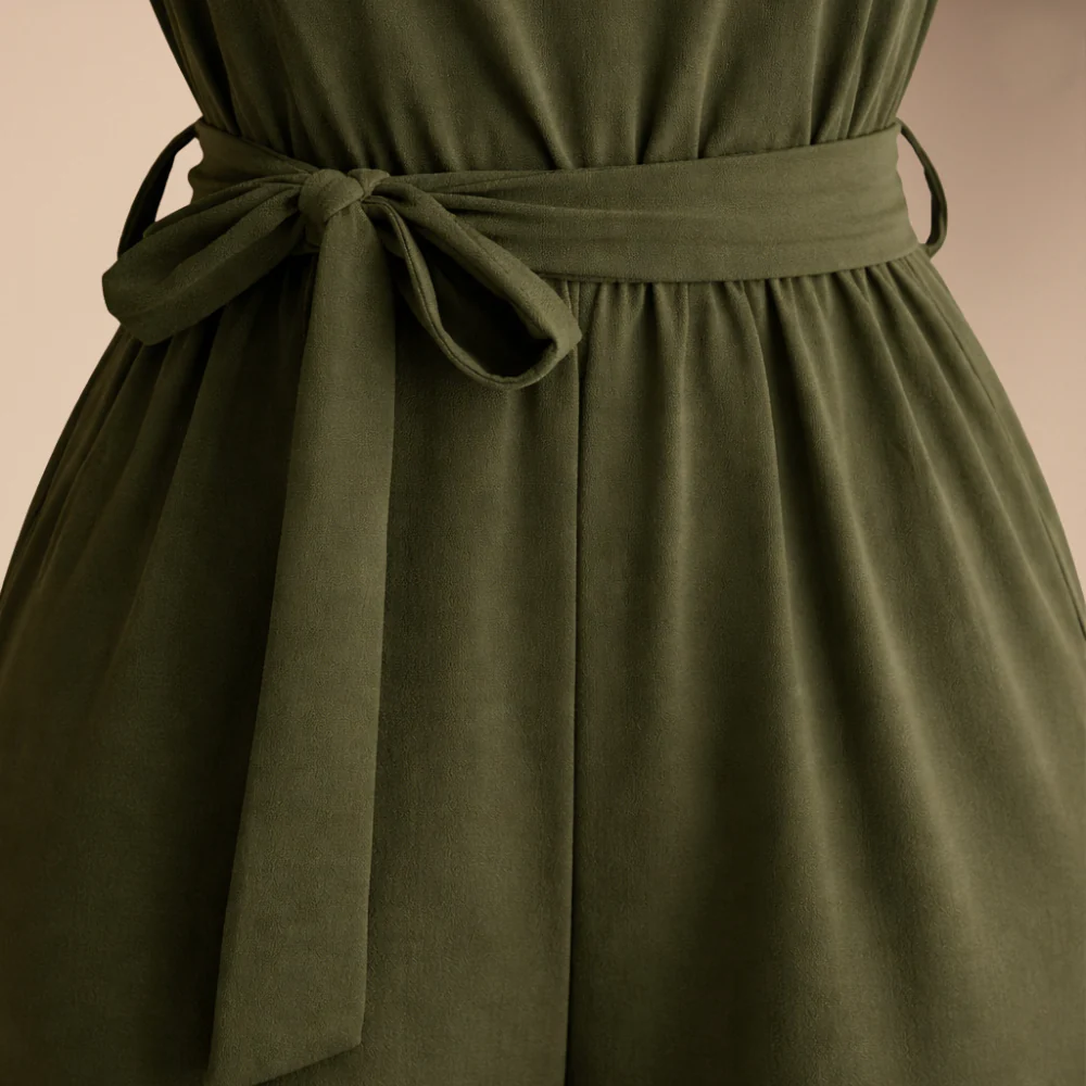 Women’s elegant sleeveless jumpsuit with waist belt Fashion Grand