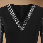 Women’s elegant jumpsuit with v-neck and mesh sleeves Fashion Grand