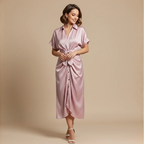 Women's Midi Dress with Waist Tie Fashion Grand