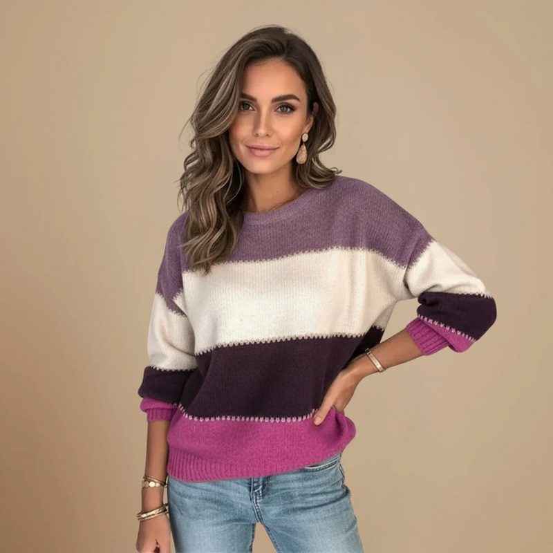 Loose Sweater Horizontal Color Block for Women Fashion Grand