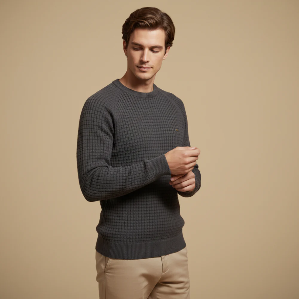 Men Basic Round Neck Knitted Jumper Fashion Grand
