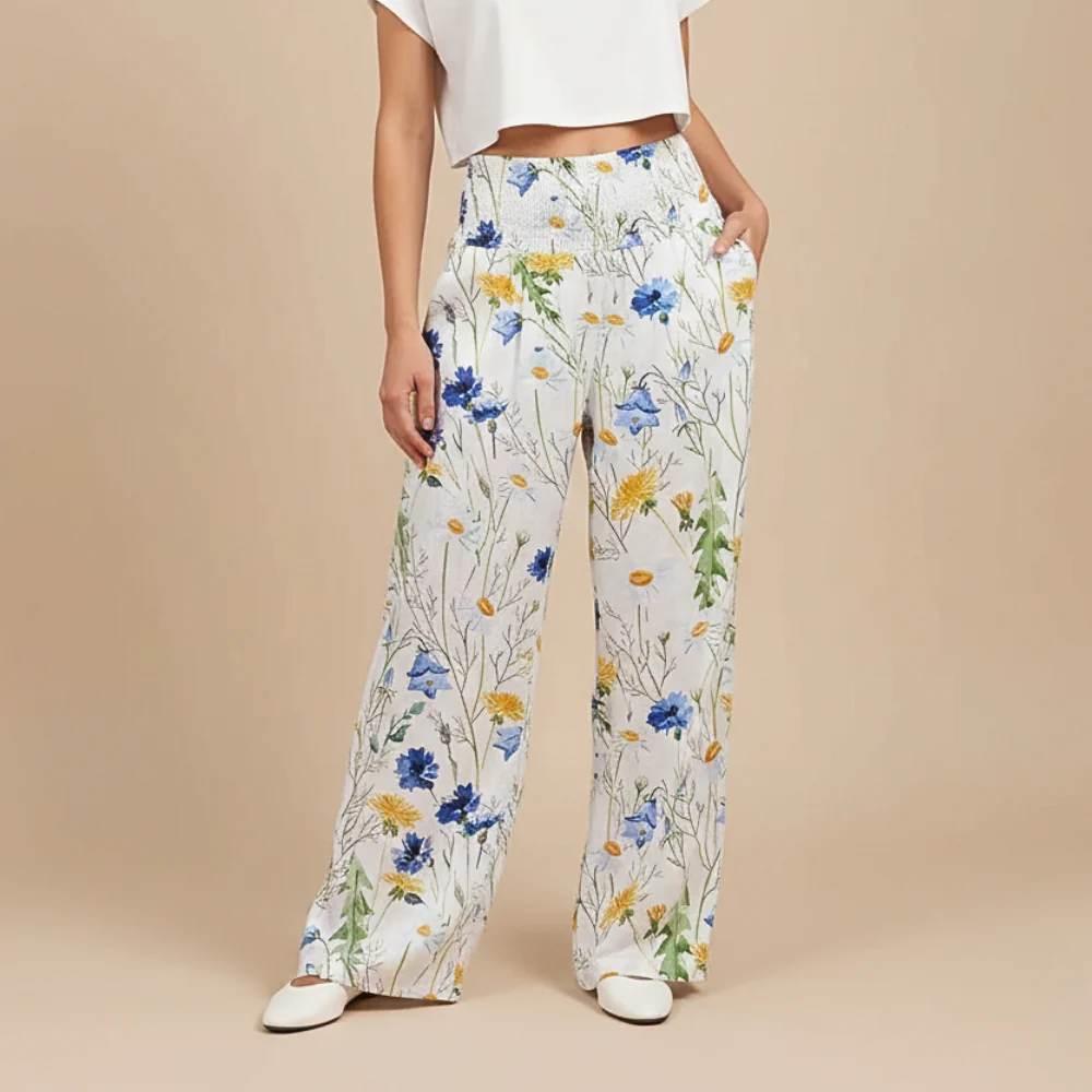 Women's Wide Leg Summer Print Trousers Fashion Grand