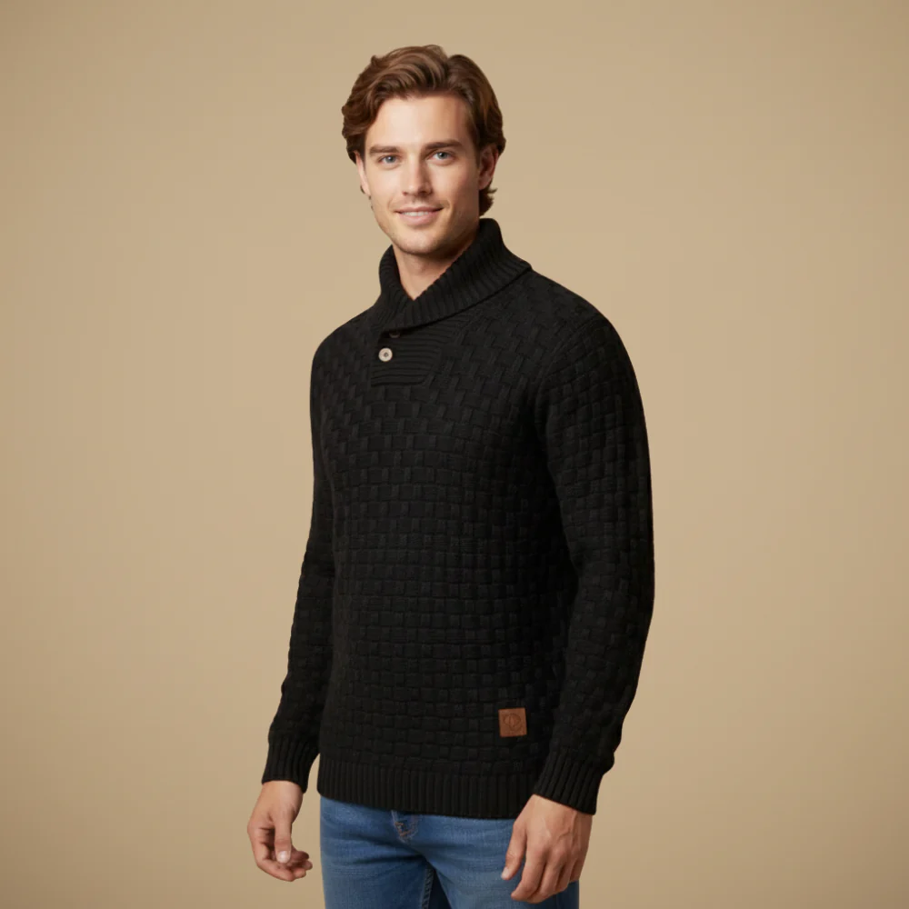 Men's knitted sweater with button collar Fashion Grand