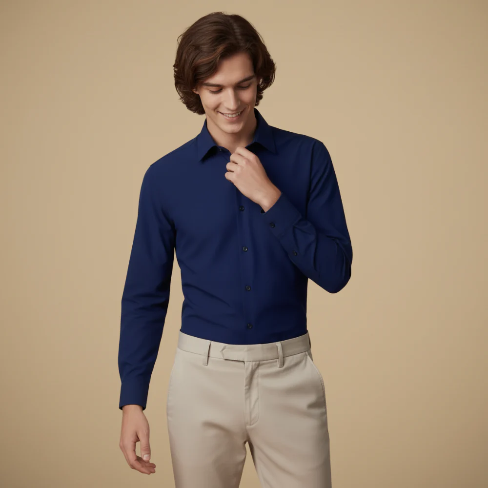 Men's Long Sleeve Button-Down Wrinkle-Free Shirt Fashion Grand