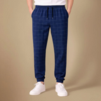 Men’s casual slim fit checkered sweatpants Fashion Grand