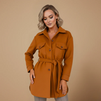 Women's long sleeve jacket button front outer layer Fashion Grand