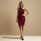 Women’s one shoulder mini dress bodycon with asymmetrical hem Fashion Grand