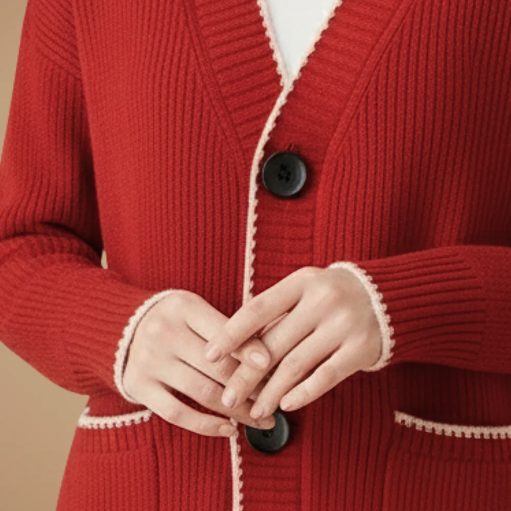 Women's knit cardigan button front layering fit Fashion Grand