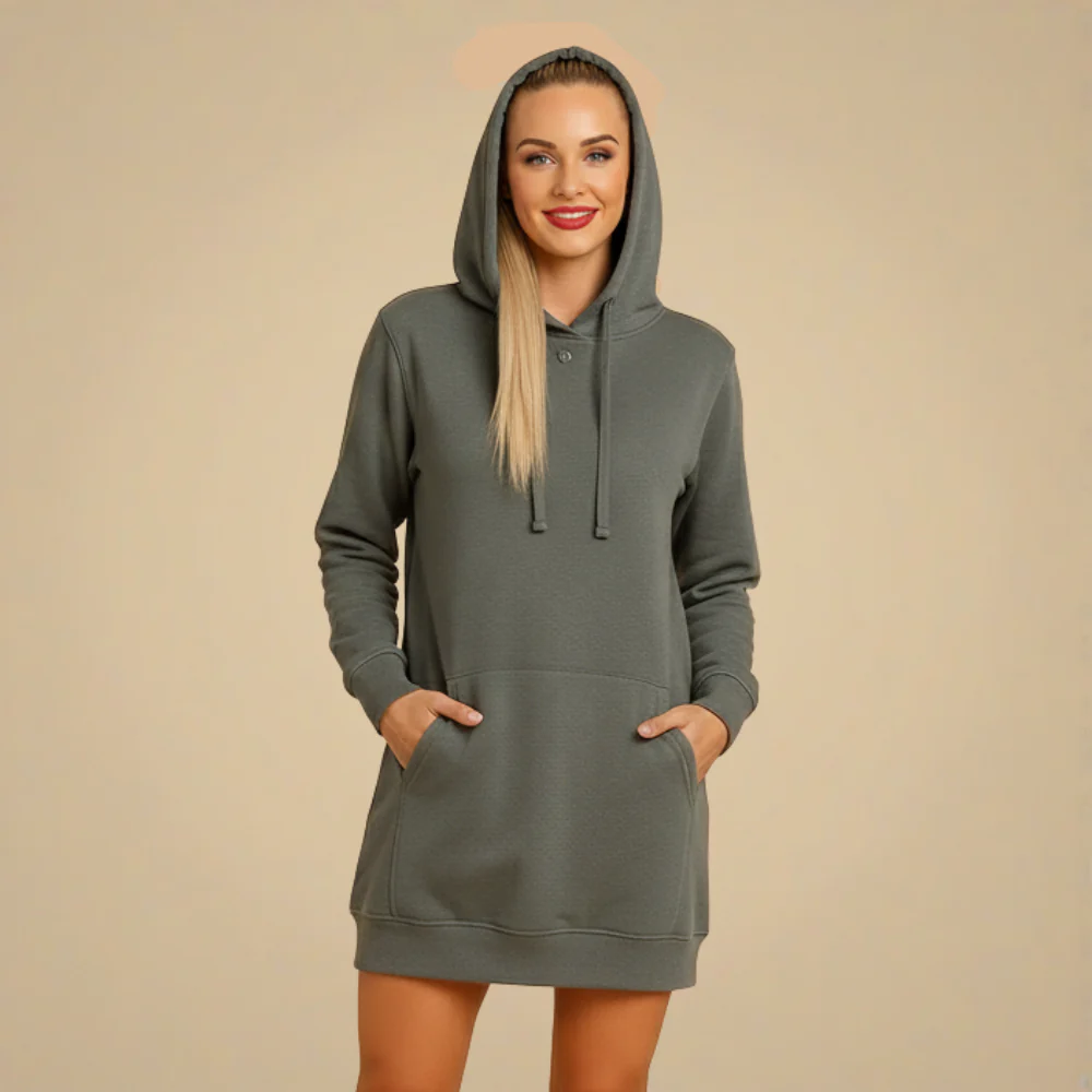 Women’s hooded mini dress long sleeve casual relaxed fit Fashion Grand