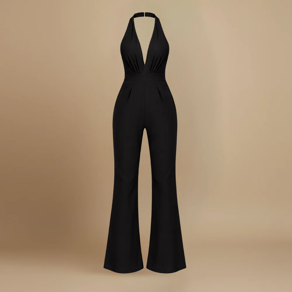 Women’s casual wide-leg jumpsuit with halter back Fashion Grand