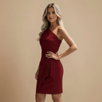 Women’s one shoulder mini dress bodycon with asymmetrical hem Fashion Grand
