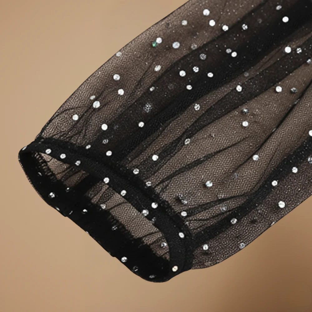 Women’s elegant jumpsuit with v-neck and mesh sleeves Fashion Grand