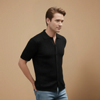 Men's short sleeved geometric design polo shirt