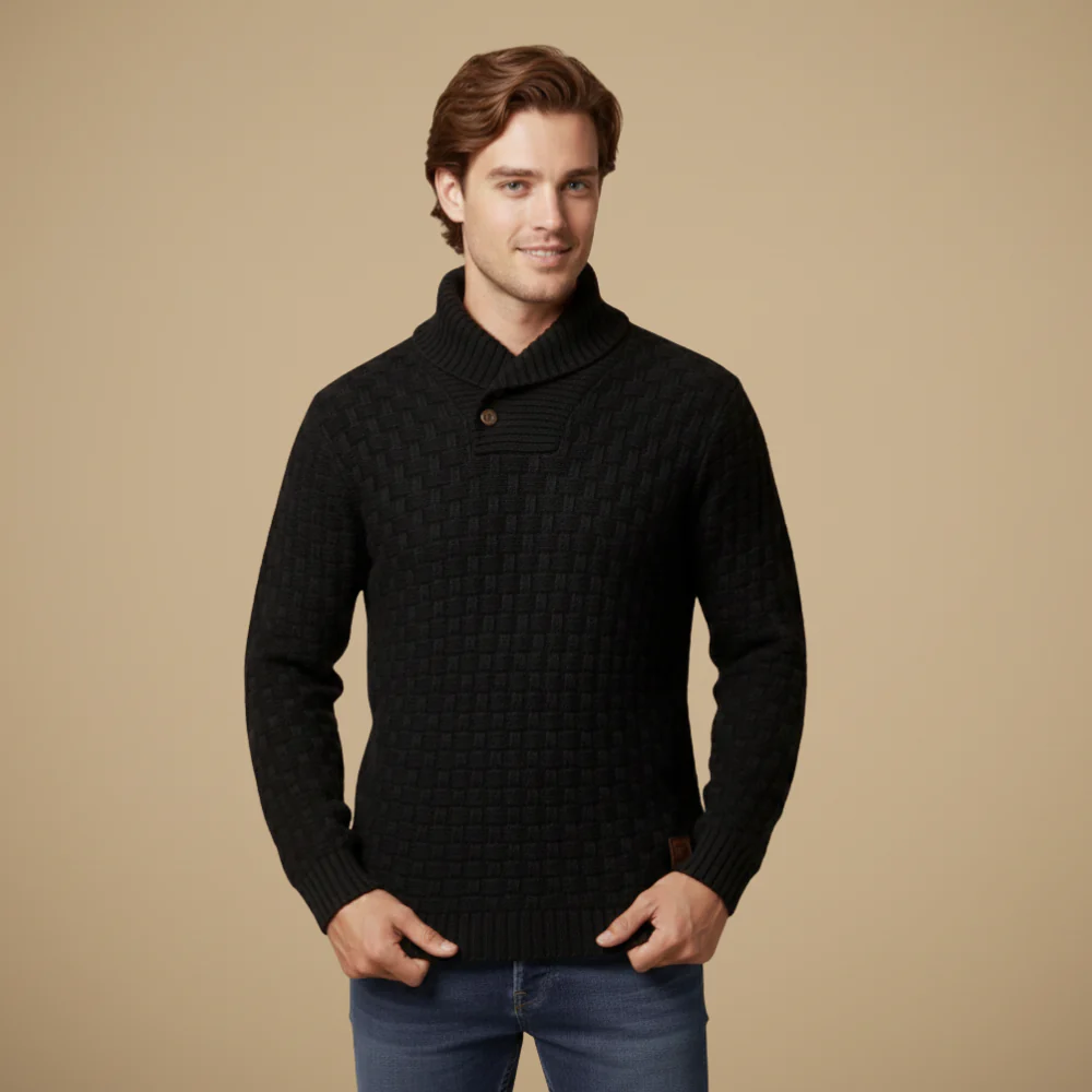 Men's knitted sweater with button collar Fashion Grand