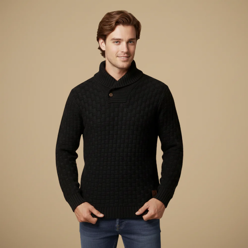 Men's knitted sweater with button collar Fashion Grand