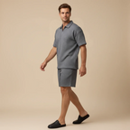 Men's casual short sleeve textured set Fashion Grand