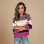 Loose Sweater Horizontal Color Block for Women Fashion Grand