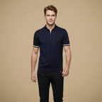 Men's quarter zip-up slim fit solid polo shirt