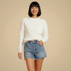 Crew Neck Knitted Sweater with Chest Pocket for Women Fashion Grand